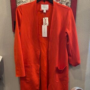 Orange Casual open front cardigan  nwt scuba material
